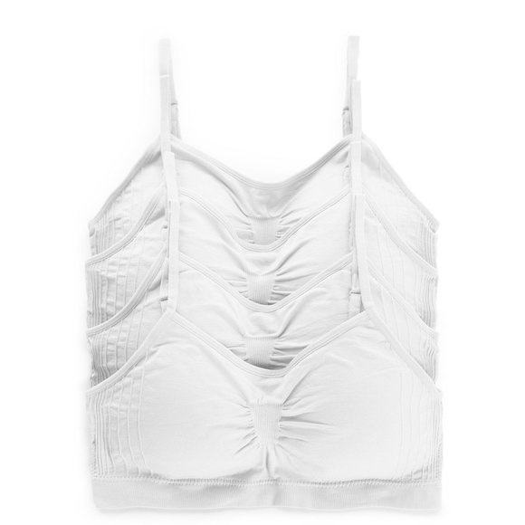 4-Pack Nylon-Spandex Comfort Cami Bra Pullover Design K0100 White New NWT